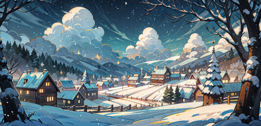 冬季下雪的乡村