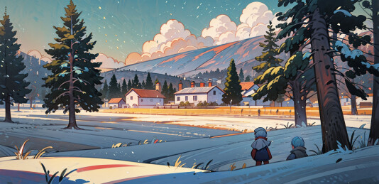 冬季下雪的乡村