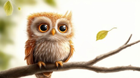 萌系小猫头鹰栖息枝头