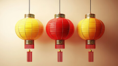 悬挂的充满活力喜庆吉祥的新年红灯笼