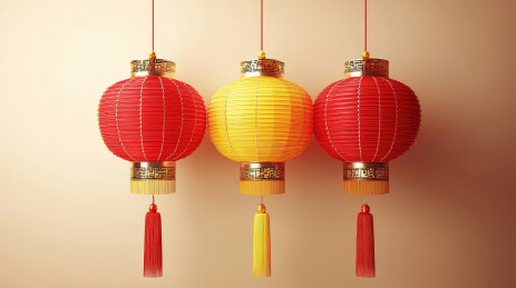 悬挂的充满活力喜庆吉祥的新年红灯笼