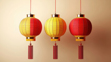 悬挂的充满活力喜庆吉祥的新年红灯笼