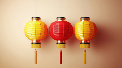 悬挂的充满活力喜庆吉祥的新年红灯笼