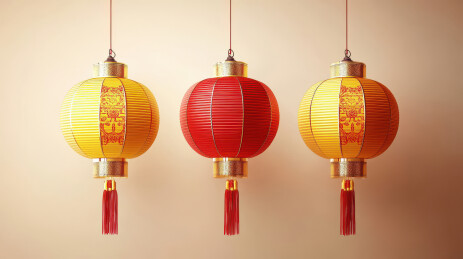 悬挂的充满活力喜庆吉祥的新年红灯笼