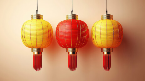 悬挂的充满活力喜庆吉祥的新年红灯笼