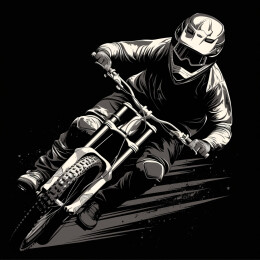 卡通黑白山地车手头像插画