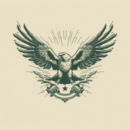 复古风格展翅飞翔的老鹰徽章头像图案