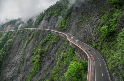云南贡山县丙中洛怒江G219公路航拍风景