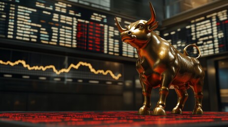 金色公牛与股票市场数据
