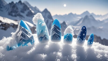 雪山美甲微缩景观艺术