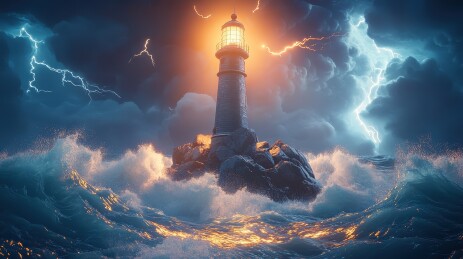 暴风雨中的灯塔