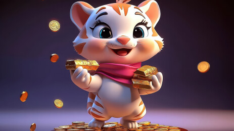 黄色的小老虎开心的笑着