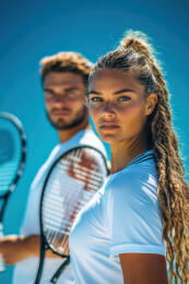 网球选手的专注瞬间