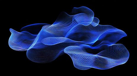 黑色背景下的蓝色织物特写镜头