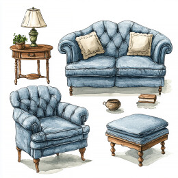 水彩家装家具插画