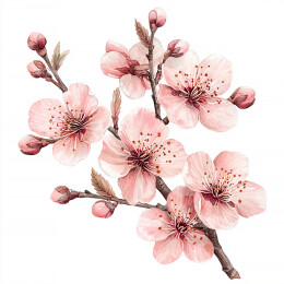 桃花花枝花朵插画