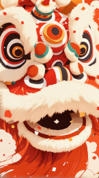 国潮舞狮插画背景