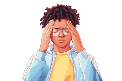 头痛不已的年轻人