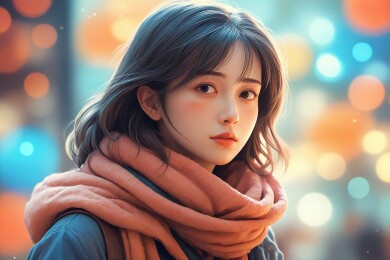 冬日暖阳下的女孩主题