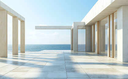 空旷的平台与城市风光