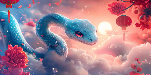 新年蛇年卡通3D可爱蛇插画