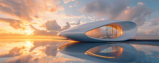 现代极简流线型白色建筑图片