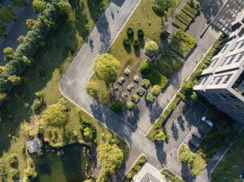 航拍工业园区厂区公园