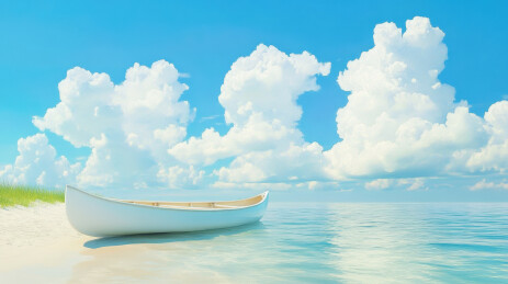 孤舟静泊碧海云