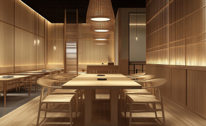 中式酒店餐厅内部环境空间