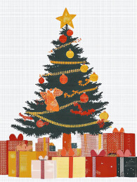 圣诞树和礼物的免扣元素像素风插画