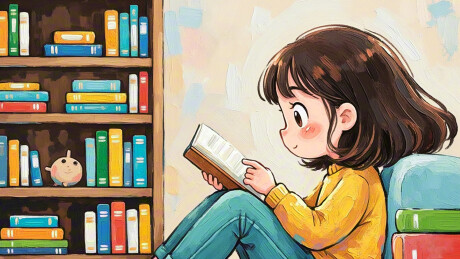 认真看书阅读的少女