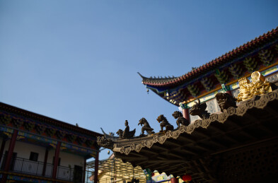 武汉阳逻净麓寺大殿上的脊兽