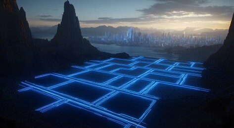 张图片描绘了一幅令人惊叹的未来都市夜景