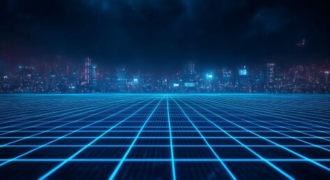 张图片描绘了一幅令人惊叹的未来都市夜景