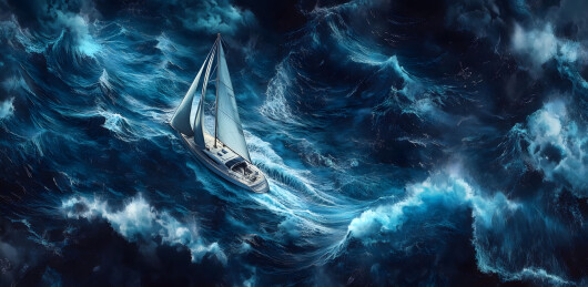 惊涛骇浪中的孤帆