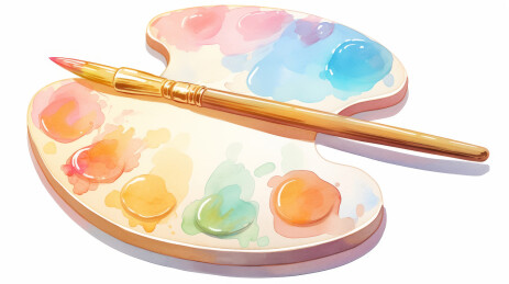 颜料笔刷卡通插画