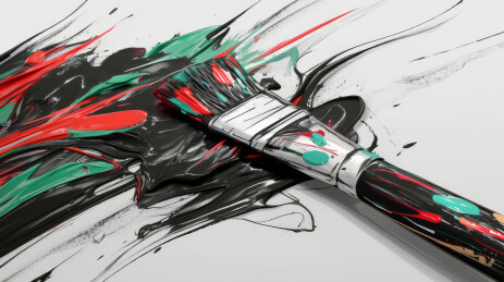 颜料笔刷卡通插画