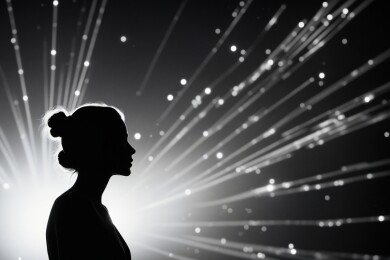 梦幻星空下的女性剪影