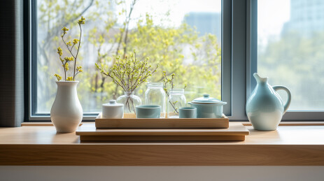 中式植物陶瓷罐子室内场景