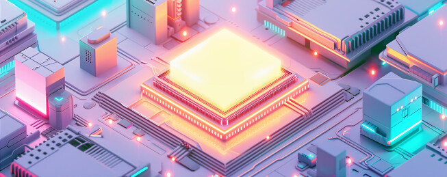 商务科技风紫色主板AI芯片插图