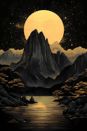 月光下的中国风山水画