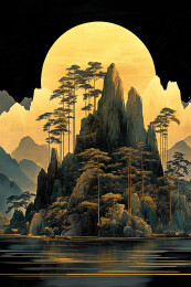 月光下的中国风山水画