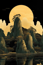 月光下的中国风山水画