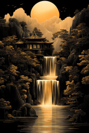月光下的中国风山水画