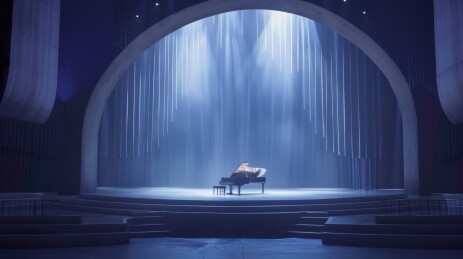 舞台中央钢琴表演