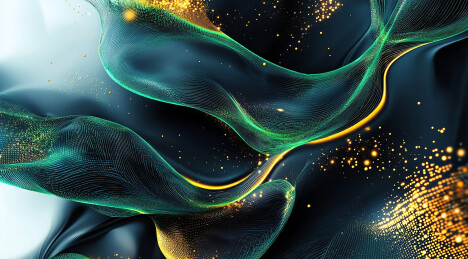 金绿色波纹海报 