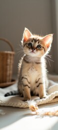 猫咪玩羽毛玩具高清壁纸