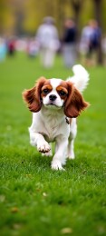 公园里奔跑的小型犬