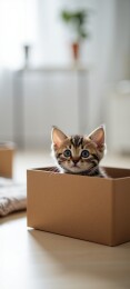 好奇小猫探索纸箱