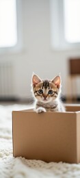 好奇小猫探索纸箱